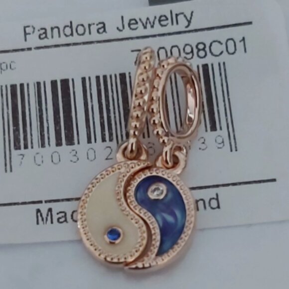 Pandora 14k Rose Gold-Plated Splittable Yin & Yang Sparkling Charms 780098C01 - Picture 1 of 9
